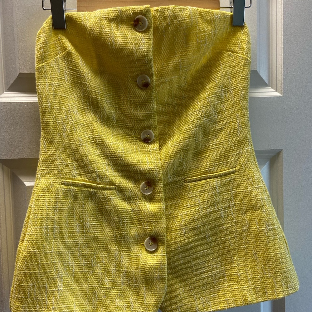 Fashion Nova Yellow Button-Up Top